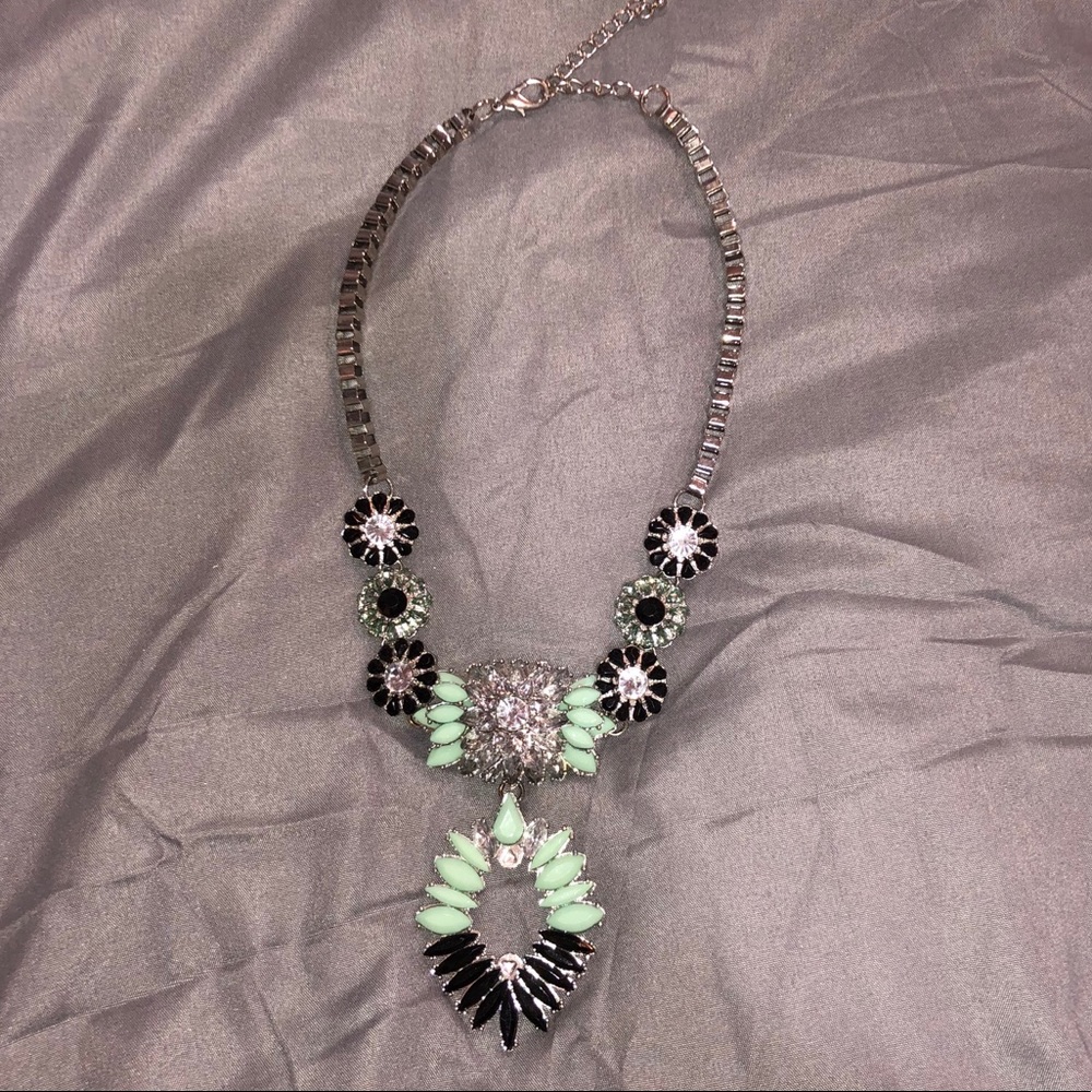 Black and seafoam green necklace